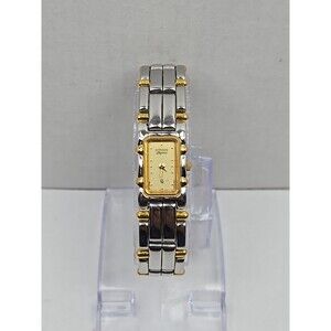 Citizen Elegance Palladium Gold Two Tone Tank Quartz Watch 2250 New Battery